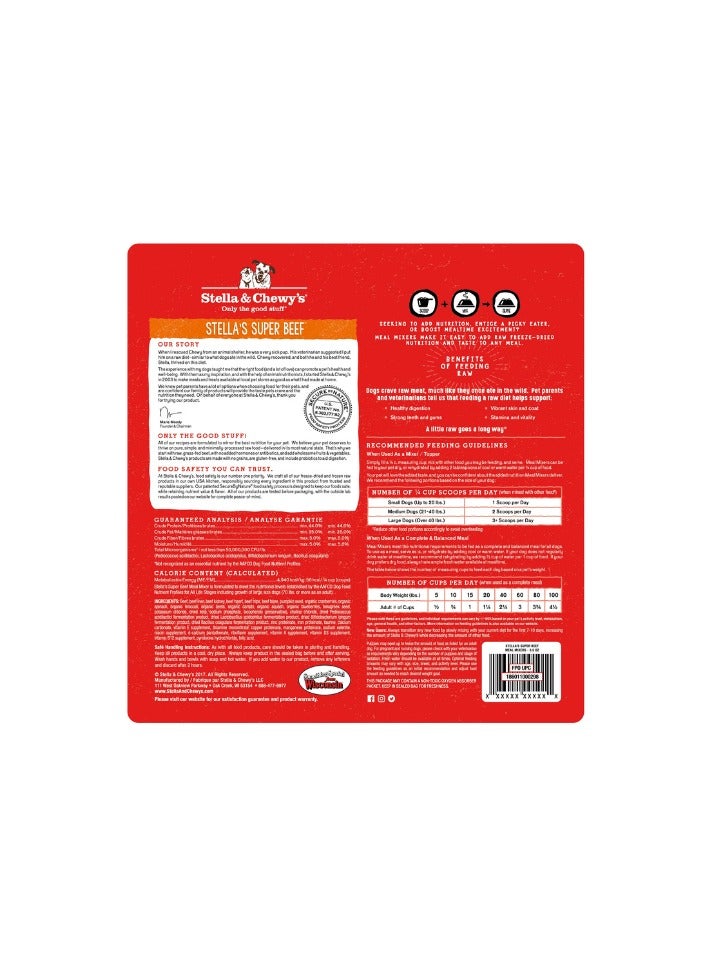 Stella & Chewys Dog FD Stella’s Super Beef Meal Mixers – 3.5 oz, Stella meal mixers, Stella & Chewys meal mixers, Stellas freeze dried food, freeze-dried dog food, best dog food, nutrious dog food, meal mixers, raw kibble mixers; kibble toppers, kibble toppers for dogs