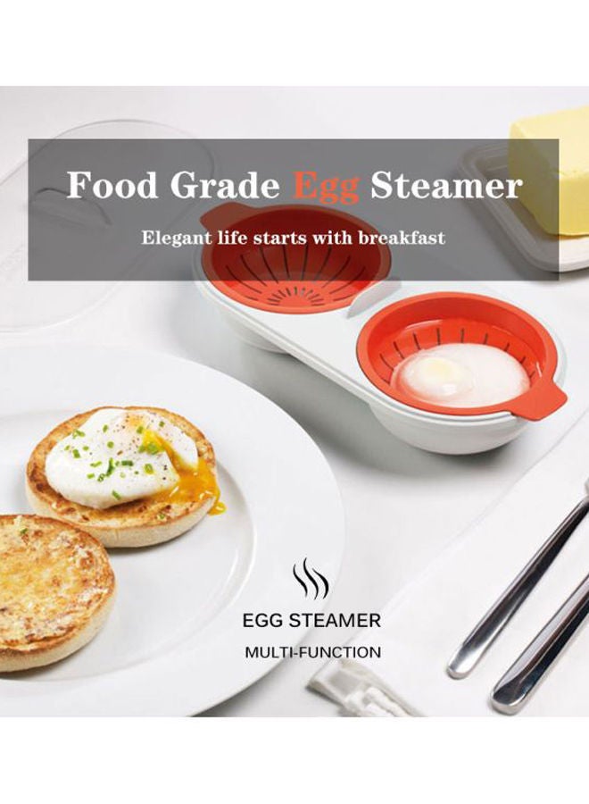 2-Compartment Egg Steamer Orange/White 22x10.5x6cm