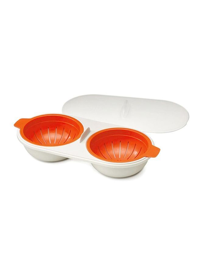 2-Compartment Egg Steamer Orange/White 22x10.5x6cm