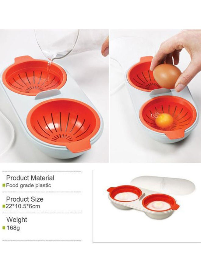 2-Compartment Egg Steamer Orange/White 22x10.5x6cm