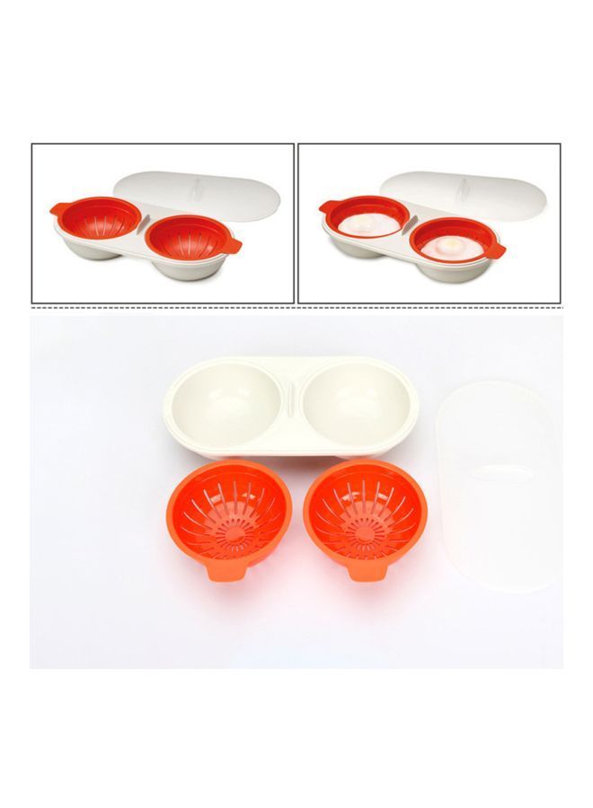 2-Compartment Egg Steamer Orange/White 22x10.5x6cm