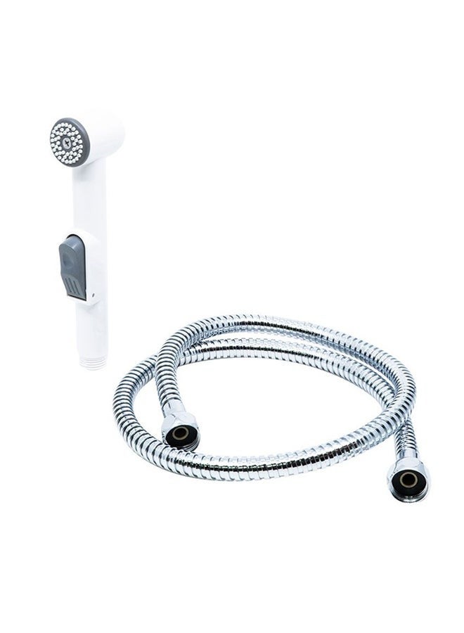 Toilet Spray Shattaf With Flexible Hose and Holder White/Silver/Grey