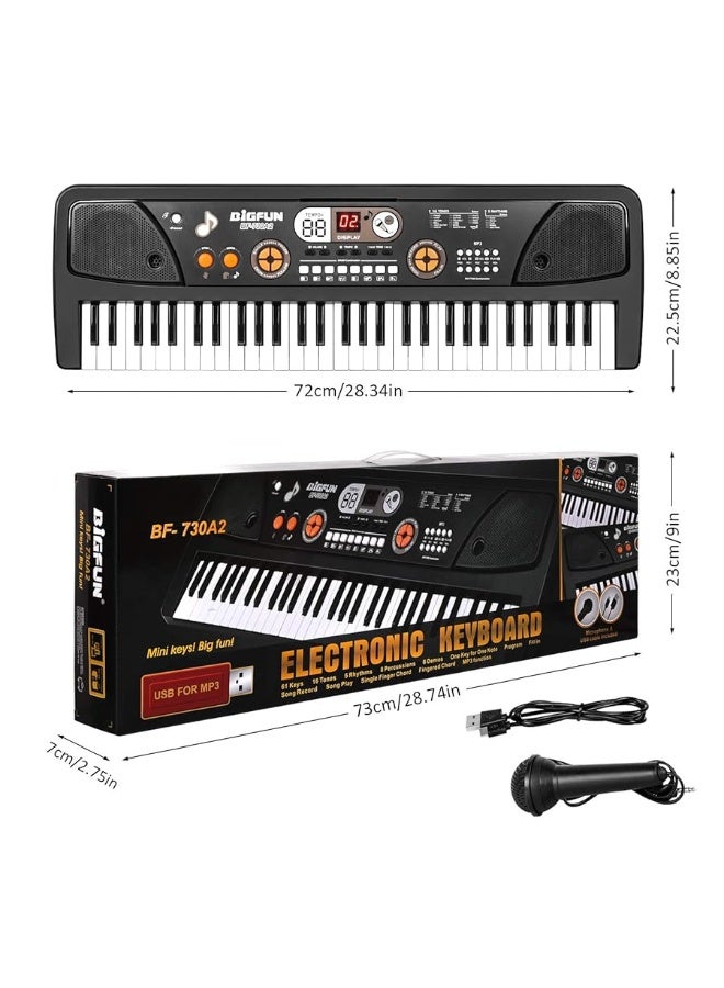 M SANMERSEN Piano for Kids with Microphone, Kids Piano Keyboard for Beginners Portable Electronic Keyboard with MP3 Function/ Led Display 61 Keys Musical Piano Toys for Boys Girls Ages 3-12