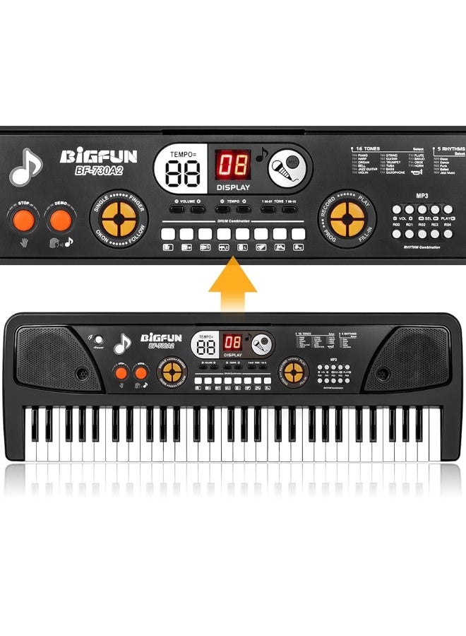 M SANMERSEN Piano for Kids with Microphone, Kids Piano Keyboard for Beginners Portable Electronic Keyboard with MP3 Function/ Led Display 61 Keys Musical Piano Toys for Boys Girls Ages 3-12