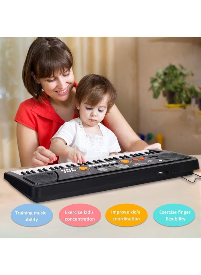 M SANMERSEN Piano for Kids with Microphone, Kids Piano Keyboard for Beginners Portable Electronic Keyboard with MP3 Function/ Led Display 61 Keys Musical Piano Toys for Boys Girls Ages 3-12