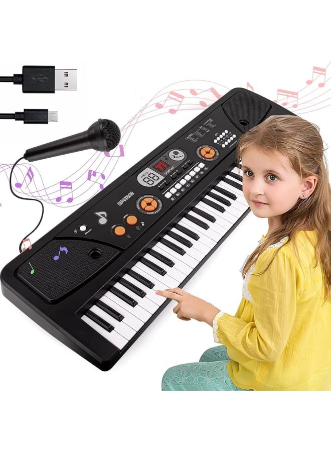 M SANMERSEN Piano for Kids with Microphone, Kids Piano Keyboard for Beginners Portable Electronic Keyboard with MP3 Function/ Led Display 61 Keys Musical Piano Toys for Boys Girls Ages 3-12