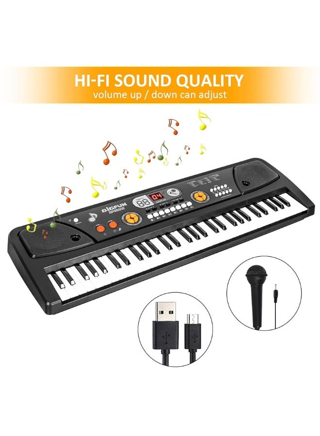 M SANMERSEN Piano for Kids with Microphone, Kids Piano Keyboard for Beginners Portable Electronic Keyboard with MP3 Function/ Led Display 61 Keys Musical Piano Toys for Boys Girls Ages 3-12