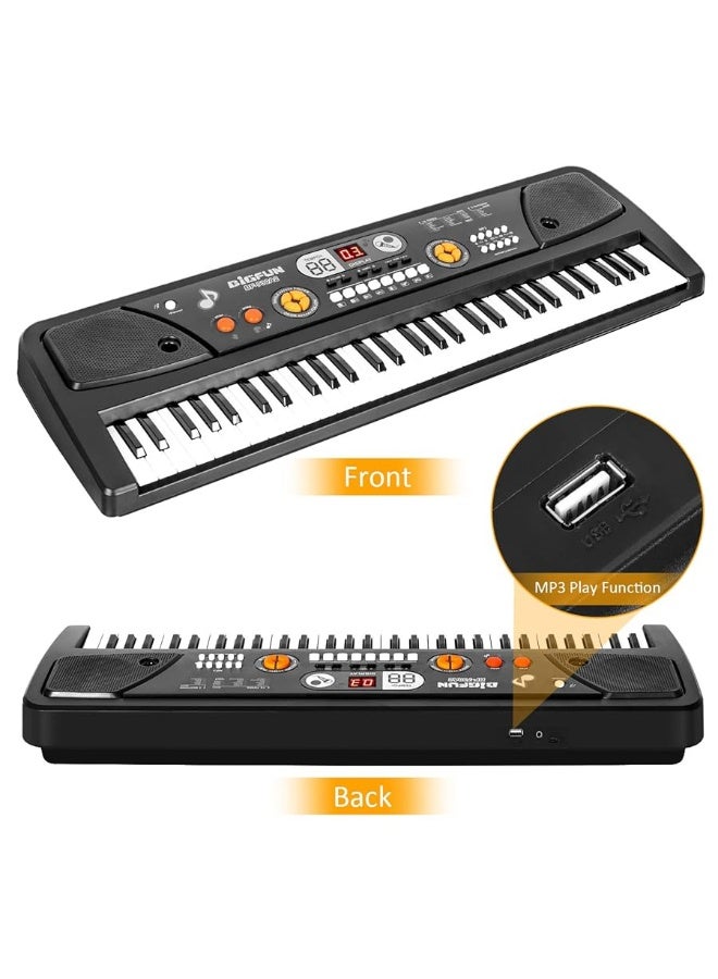 M SANMERSEN Piano for Kids with Microphone, Kids Piano Keyboard for Beginners Portable Electronic Keyboard with MP3 Function/ Led Display 61 Keys Musical Piano Toys for Boys Girls Ages 3-12