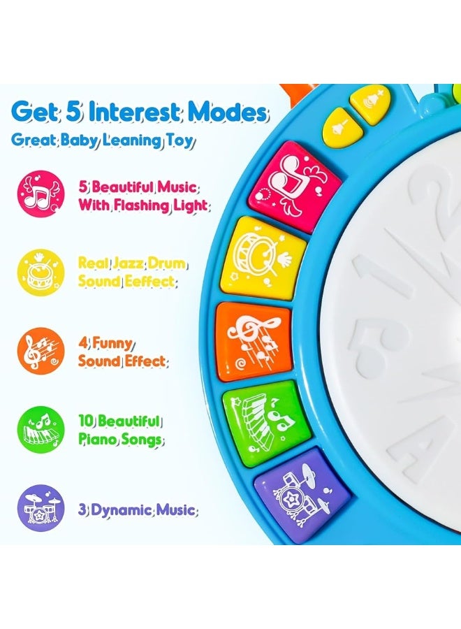 Kids Drum Set for Toddlers 1-3 Musical Toys for 1 Year Old Boy Gifts Baby Educational Instruments Microphone Piano Light Up Baby Learning Toys 12-18 Months Easter Gift for 1 2 3 Year Old Boy Girl