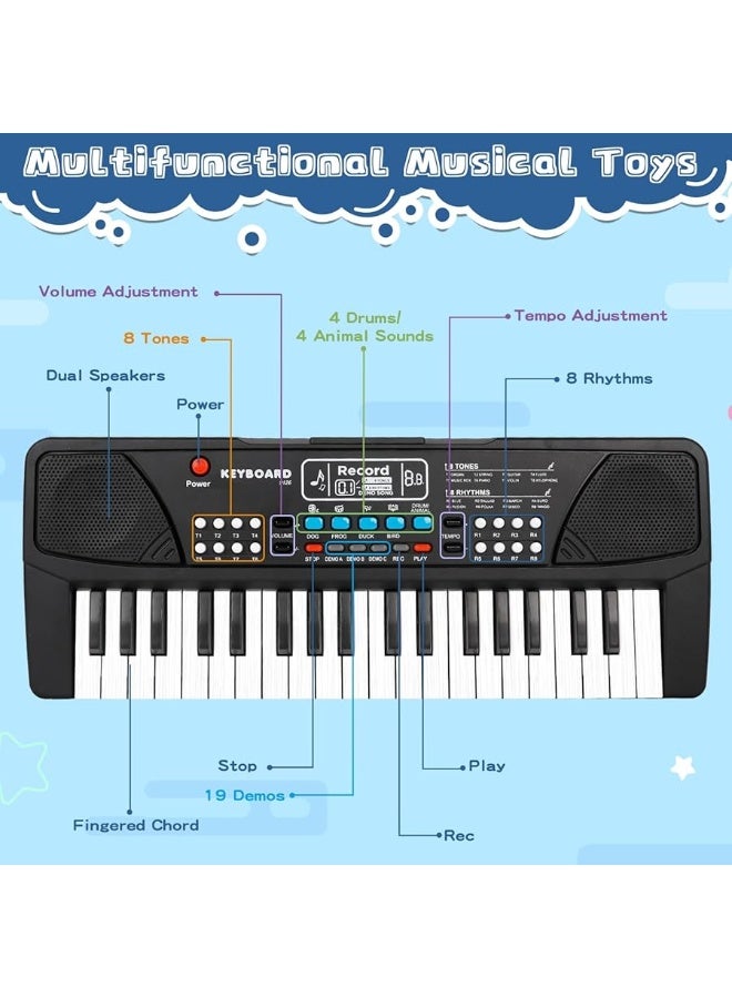 Kids Keyboard Piano 37 Keys Piano for Kids Beginners Electronic Piano with Microphone Educational Musical Toys for 3 4 5 6 Year Old Boys Girls Gifts Age 3-5