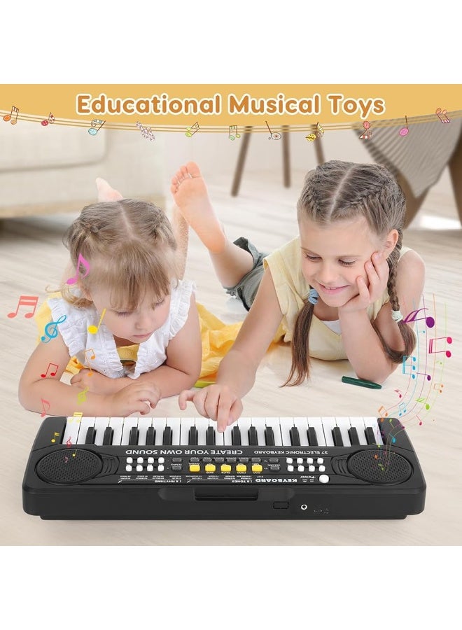 Kids Keyboard Piano - 37 Keys Piano Toys for Kids 3+ Year Old Beginners, Portable Electronic Piano with Microphone Educational Musical Toy for 3 4 5 6 7 8 Year Old Boys Girls Gifts