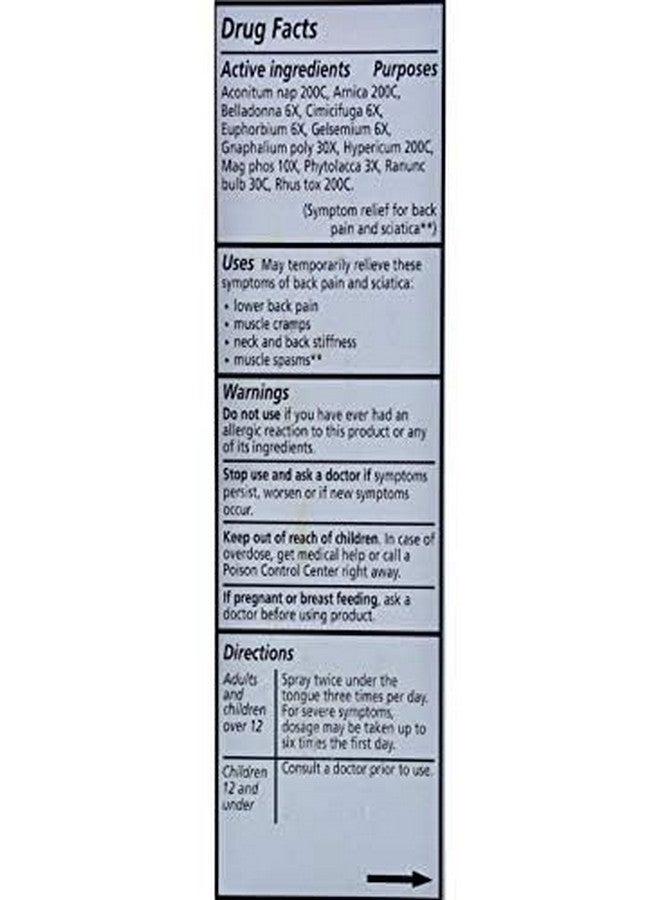 Homeopathic Back Pain Spray, 1 Ounce