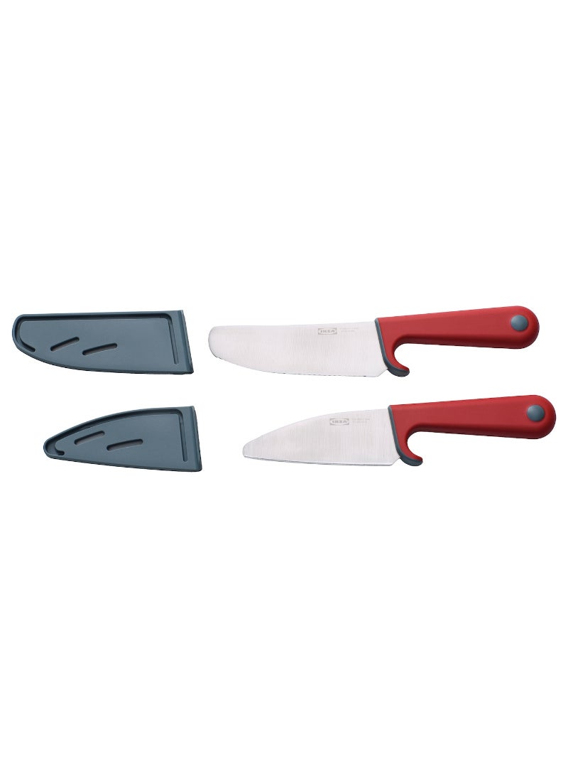 2-Piece Knife Set, Light Turquoise Bright Red