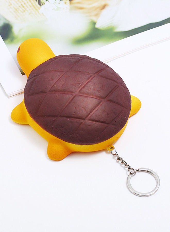 Stylish Leather Key Ring Brown/Yellow