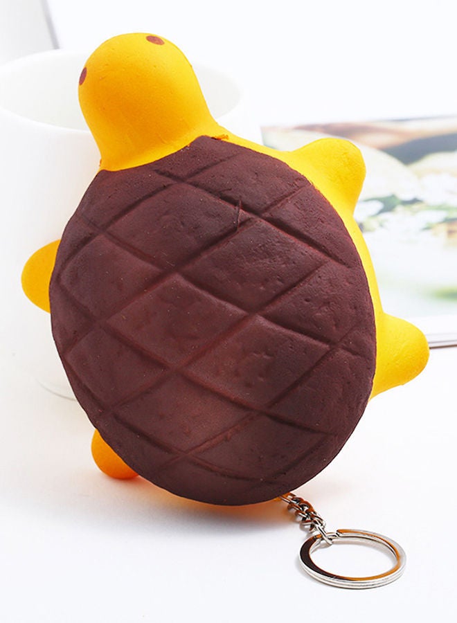 Stylish Leather Key Ring Brown/Yellow