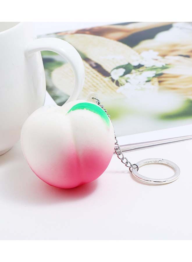 Stylish Leather Key Ring White/Pink/Silver