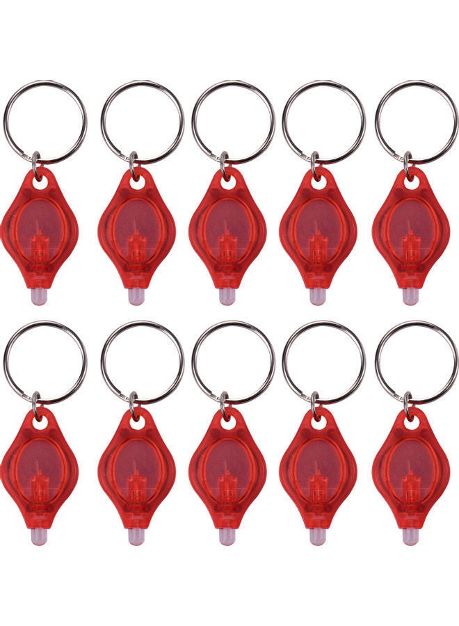 10-Piece Key Ring With LED Light Red
