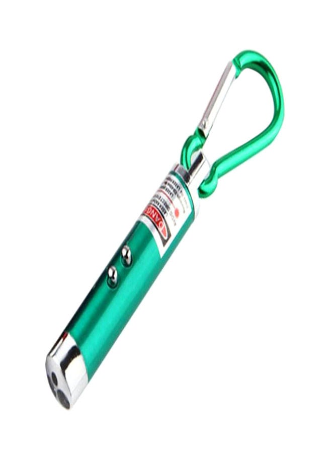 2-In-1 LED Laser Pen Pointer Keychain Green/Silver/Black