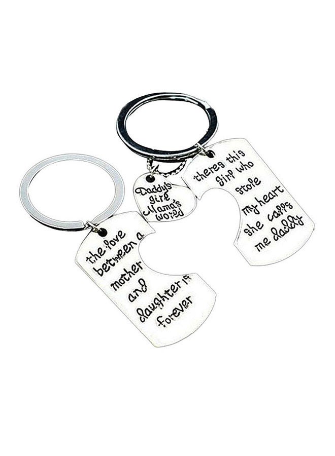 Family Jewelry Daddys Girl Mamas Keychain Heart Pendant Necklace Father's Day Silver