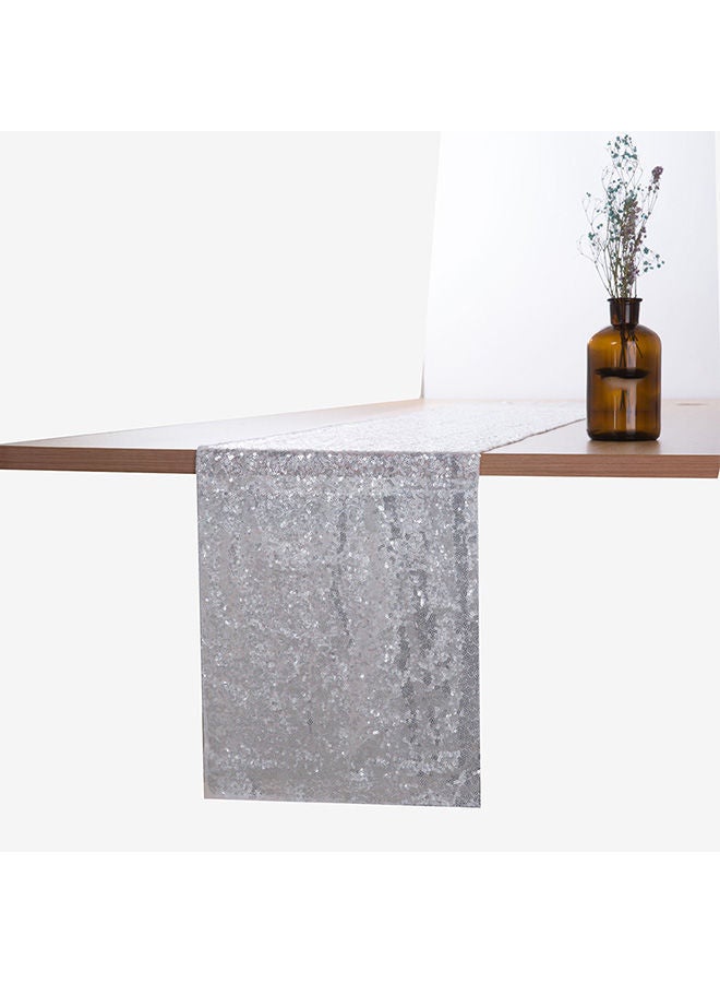 Sparkly Sequined Table Runner Silver