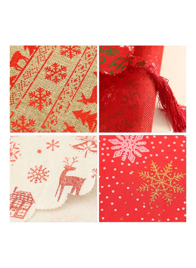 Linen Printed Table Runner Red/White 40x0.1x25cm