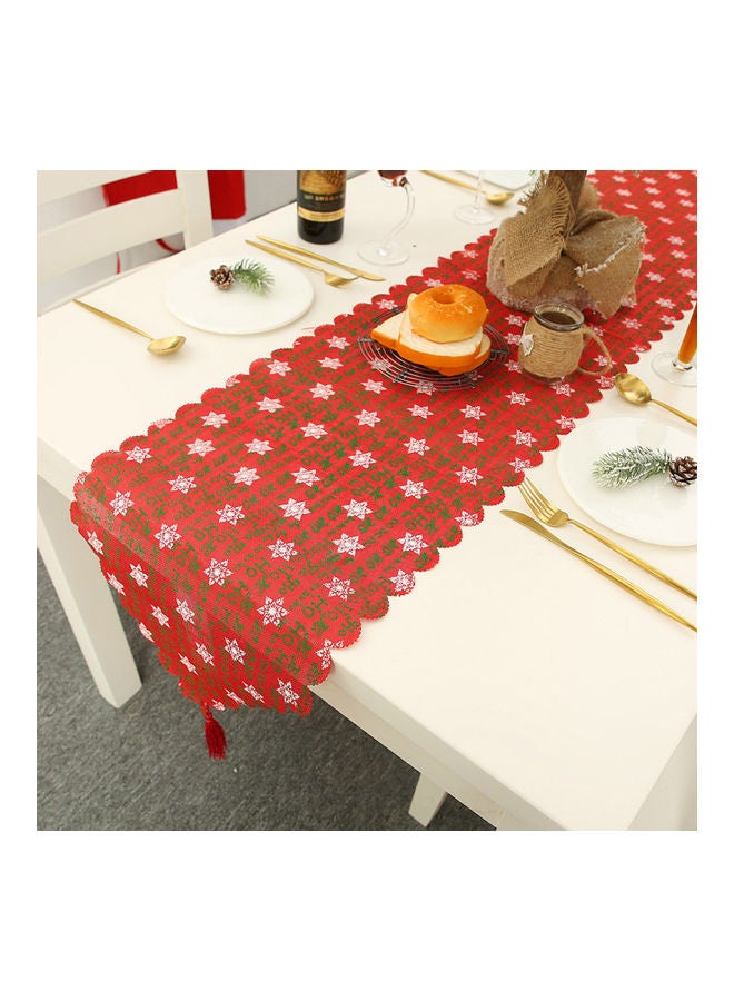 Linen Printed Table Runner Red/White 40x0.1x25cm