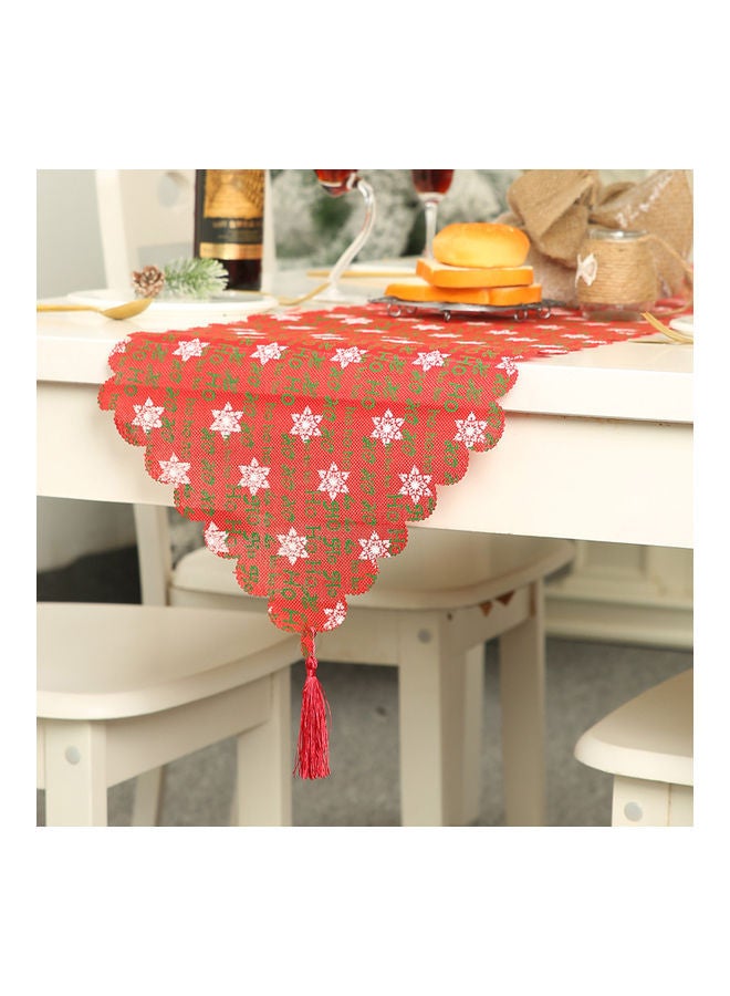 Linen Printed Table Runner Red/White 40x0.1x25cm