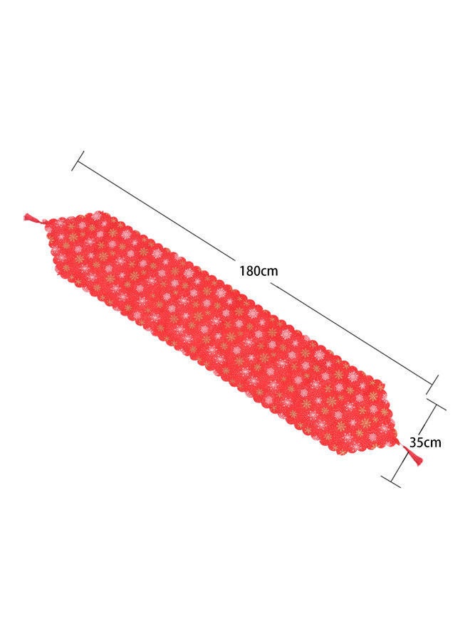 Linen Printed Table Runner Red/White 40x0.1x25cm