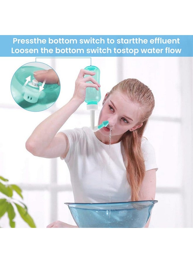 Nasal Rinser Neti Pot Sinus Rinse Nasal Wash 300Ml Neti-Pot With 2 Tips Nose Cleaner Washing Bottle Cleaner Pressure Nasal Wash Rinser For Adult & Kid Portable Travel Neti Pot