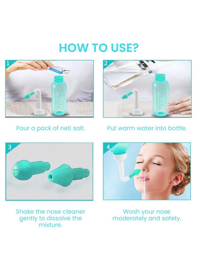 Nasal Rinser Neti Pot Sinus Rinse Nasal Wash 300Ml Neti-Pot With 2 Tips Nose Cleaner Washing Bottle Cleaner Pressure Nasal Wash Rinser For Adult & Kid Portable Travel Neti Pot