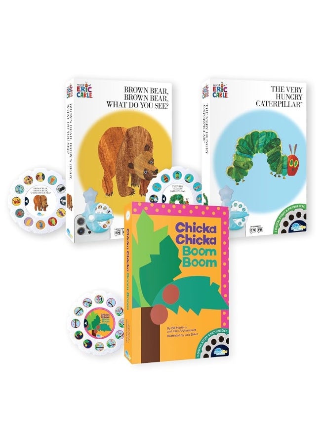 Moonlite Storytime Storybook Reels, 3 Story Set, Eric Carle The Very Hungry Caterpillar, Brown Bear, Chicka Chicka Boom Boom, Digital Stories for Projector, Early Learning Gifts for Kids 12 Months+