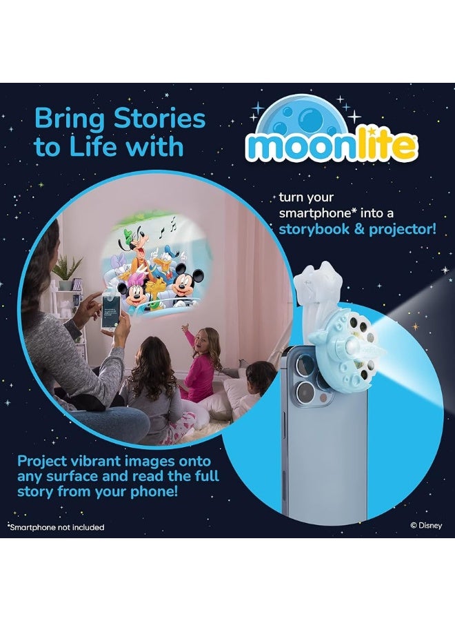 Moonlite Storytime Mini Projector with 4 Mickey Mouse and Friends Stories, A Magical Way to Read Together, Digital Storybooks, Fun Sound Effects, Learning Gifts for Kids Ages 1 and Up