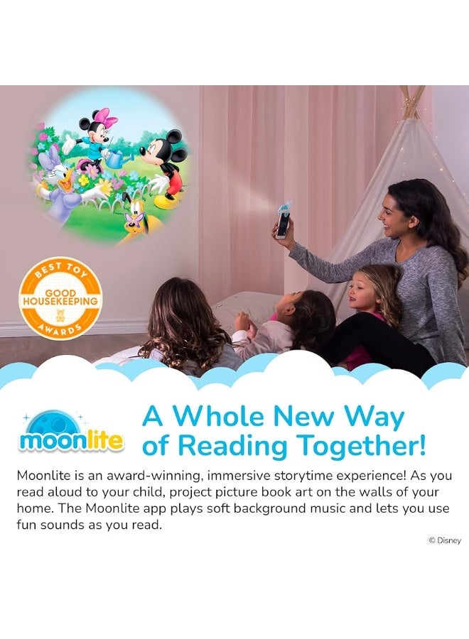 Moonlite Storytime Mini Projector with 4 Mickey Mouse and Friends Stories, A Magical Way to Read Together, Digital Storybooks, Fun Sound Effects, Learning Gifts for Kids Ages 1 and Up