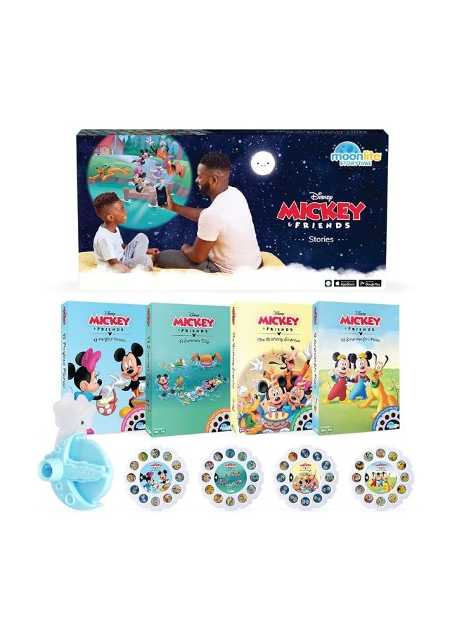 Moonlite Storytime Mini Projector with 4 Mickey Mouse and Friends Stories, A Magical Way to Read Together, Digital Storybooks, Fun Sound Effects, Learning Gifts for Kids Ages 1 and Up