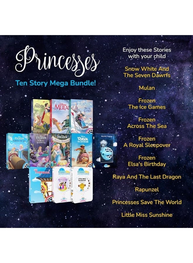 Moonlite Storytime Mini Projector with 10 Princesses Stories, A Magical Way to Read Together, Digital Storybooks, Fun Sound Effects, Learning Gifts for Kids Ages 1 and Up