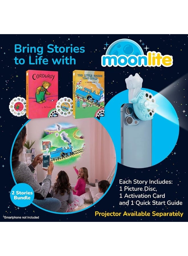 Moonlite Storytime Storybook Reels, 2 Story Set, The Little Engine That Could, Corduroy, Digital Stories for Projector, Toddler Early Learning Gifts for Kids Ages 12 Months and Up