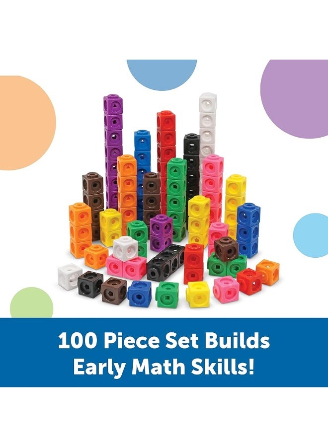 Learning Resources MathLink Cubes - Set of 100 Cubes, Ages 5+ Kindergarten, STEM Activities, Math Manipulatives, Homeschool Supplies, Teacher Supplies