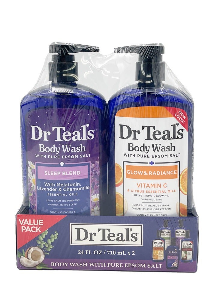 Dr Teal'S Body Wash Asstd. 710Ml X2 Value Pack