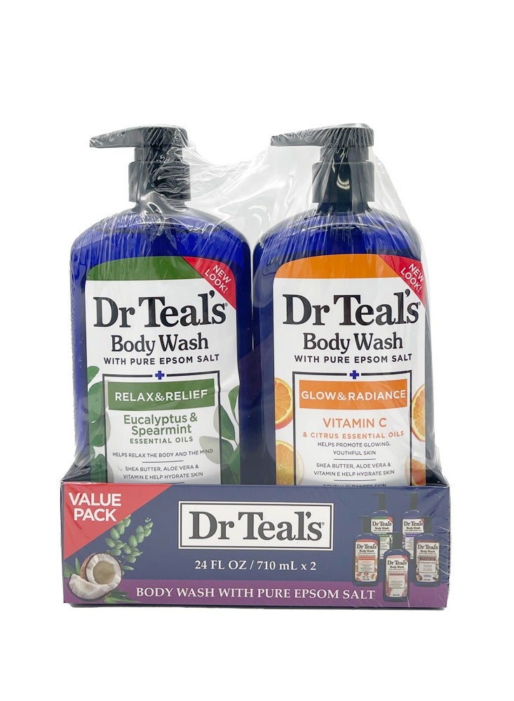 Dr Teal'S Body Wash Asstd. 710Ml X2 Value Pack