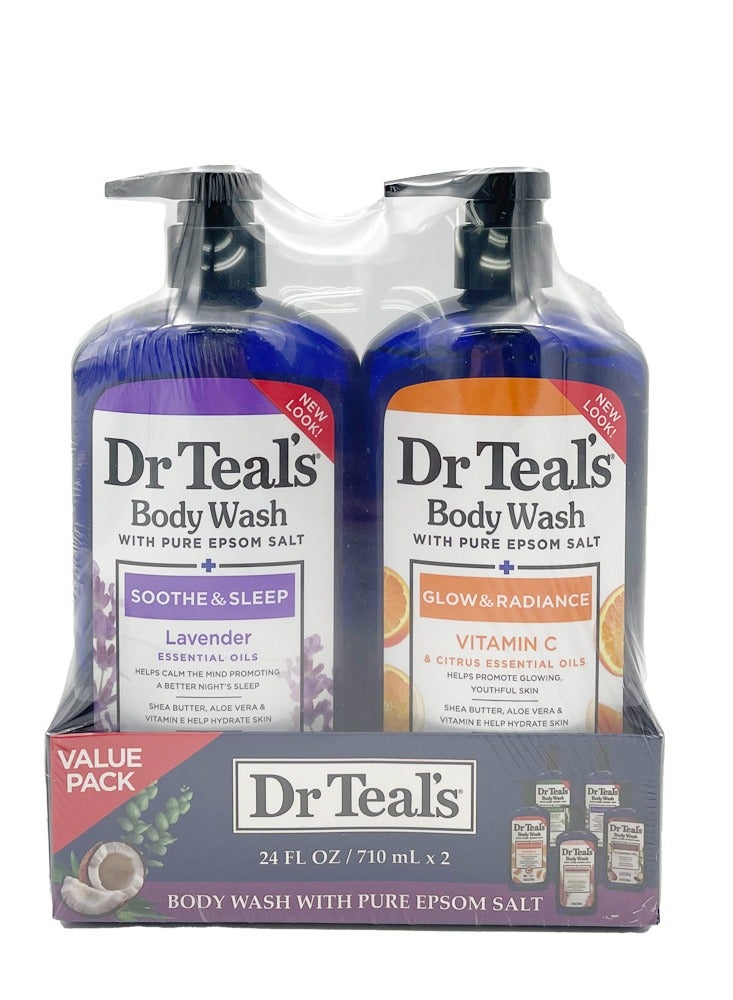 Dr Teal'S Body Wash Asstd. 710Ml X2 Value Pack