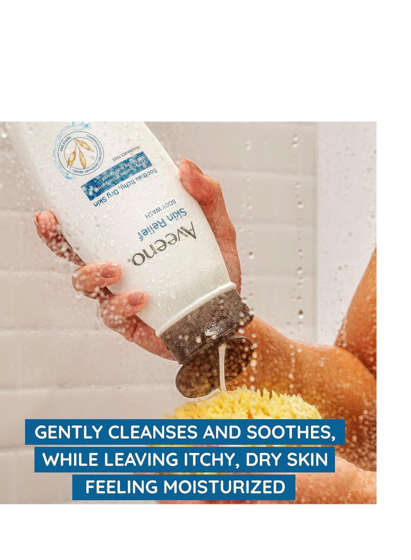 Aveeno Skin Relief Fragrance-Free Body Wash with Triple Oat Formula, Gentle Daily Cleanser for Sensitive Skin Leaves Itchy, Dry Skin Soothed & Feeling Moisturized, Sulfate-Free, 36 fl. oz
