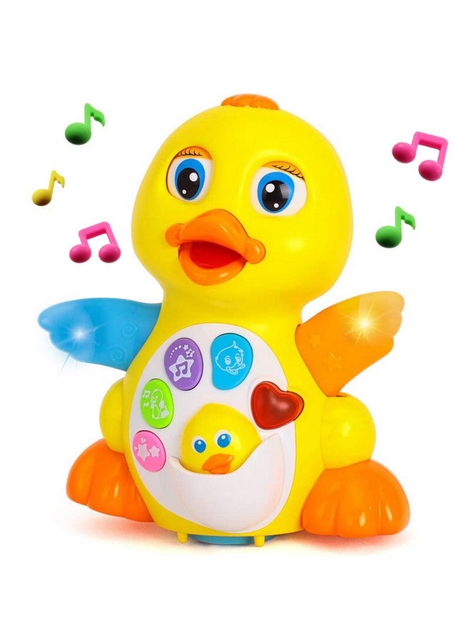 Musical Flapping Yellow Duck Interactive Action Educational Learning Walking Light Up Dancing Toy For 1 Year Old Baby Toddler Infant