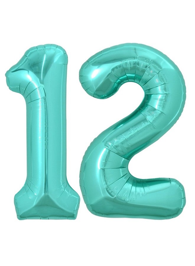 40 Inch Large Teal Blue Number 12 Balloons Giant Digital 12 Or 21 Helium Balloons, Foil Mylar Big Number Balloons For 12Th Or 21St Birthday Party 12Th Or 21St Anniversary Supplies Decorations