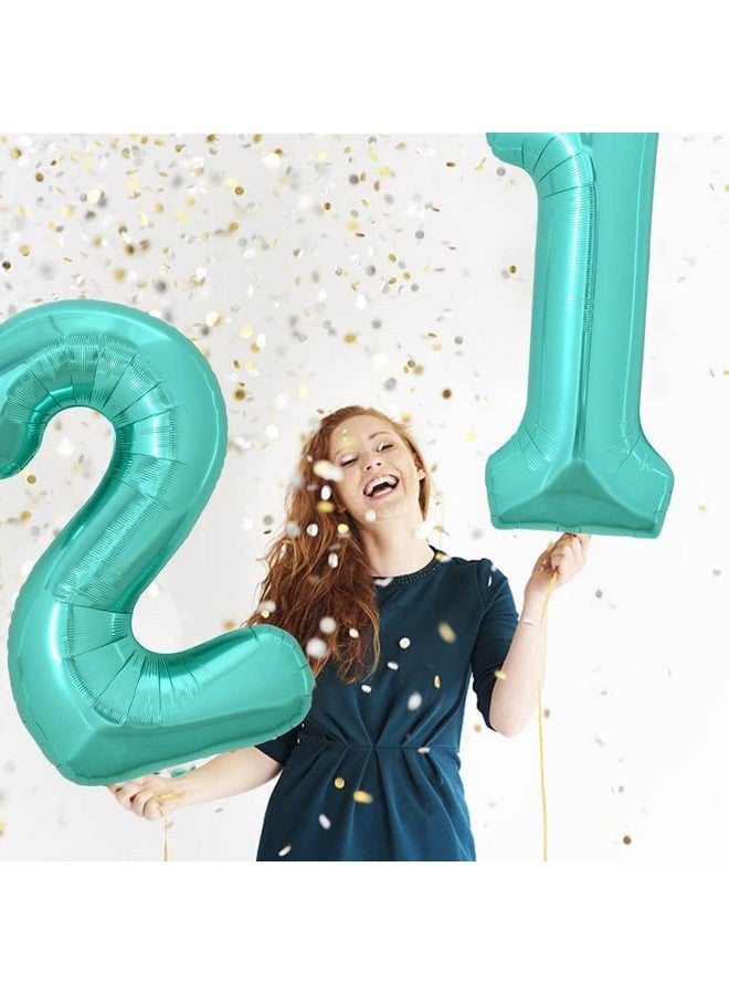 40 Inch Large Teal Blue Number 12 Balloons Giant Digital 12 Or 21 Helium Balloons, Foil Mylar Big Number Balloons For 12Th Or 21St Birthday Party 12Th Or 21St Anniversary Supplies Decorations