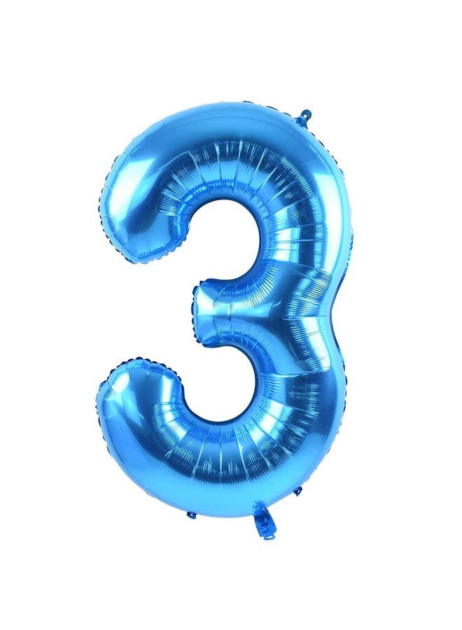 40 Inch Blue Large Numbers Balloon 0-9 Birthday Party Decorations,Foil Mylar Big Number 3 Balloon Digital 3 For Birthday Party,Wedding, Bridal Shower Engagement Photo Shoot, Anniversary