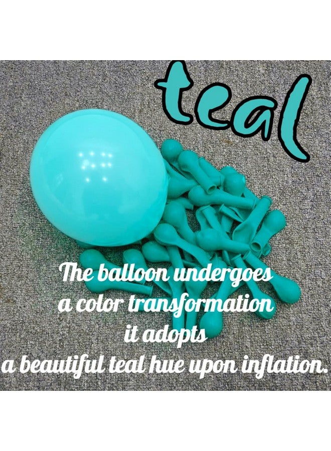 Teal Blue Balloons, 60 Pcs Turquoise Blue Balloons With Transparent Balloon Metallic Blue Balloons, Pastel Baby Blue Balloons Pearl Teal Balloons For Ocean Shark Sea Mermaid Theme Party Decorations