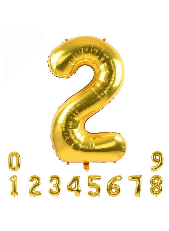 40 Inch Gold Large Numbers Balloon 0-9 Birthday Party Decorations,Foil Mylar Big Number Balloon Digital 2 For Birthday Party,Wedding, Bridal Shower Engagement Photo Shoot, Anniversary