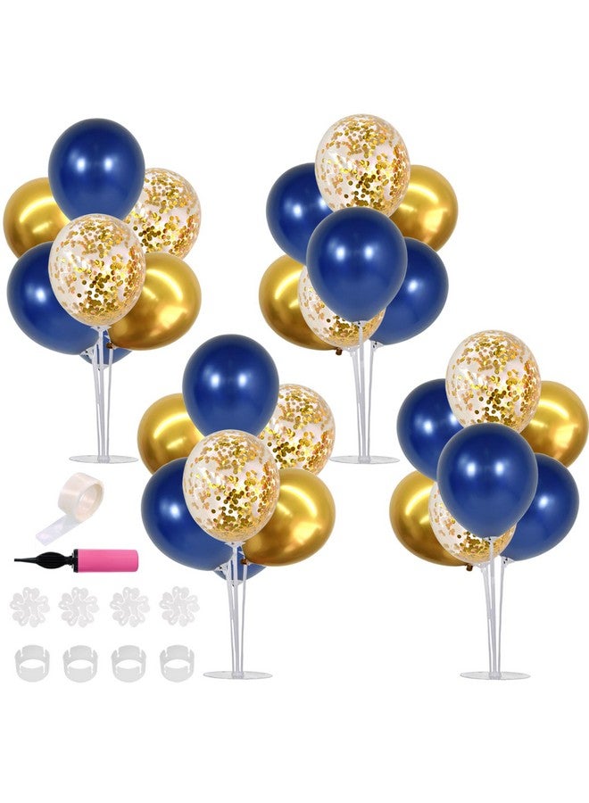 4 Set Navy Blue Gold Balloon Centerpieces For Table,Balloons Stand Kit For Graduation Decorations Class Of 2024 Party Decorations,New Year,Anniversary