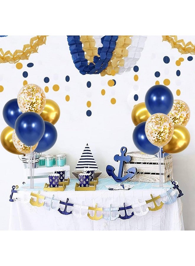 4 Set Navy Blue Gold Balloon Centerpieces For Table,Balloons Stand Kit For Graduation Decorations Class Of 2024 Party Decorations,New Year,Anniversary