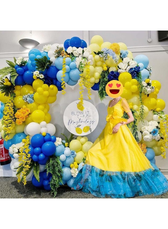Blue And Yellow Balloon Arch Kit, 105 Pcs Royal Blue White Yellow Balloon Garland Kit Yellow Light Blue Latex Party Balloons For Baby Shower Anniversary Birthday Wedding Graduation Party Decorations